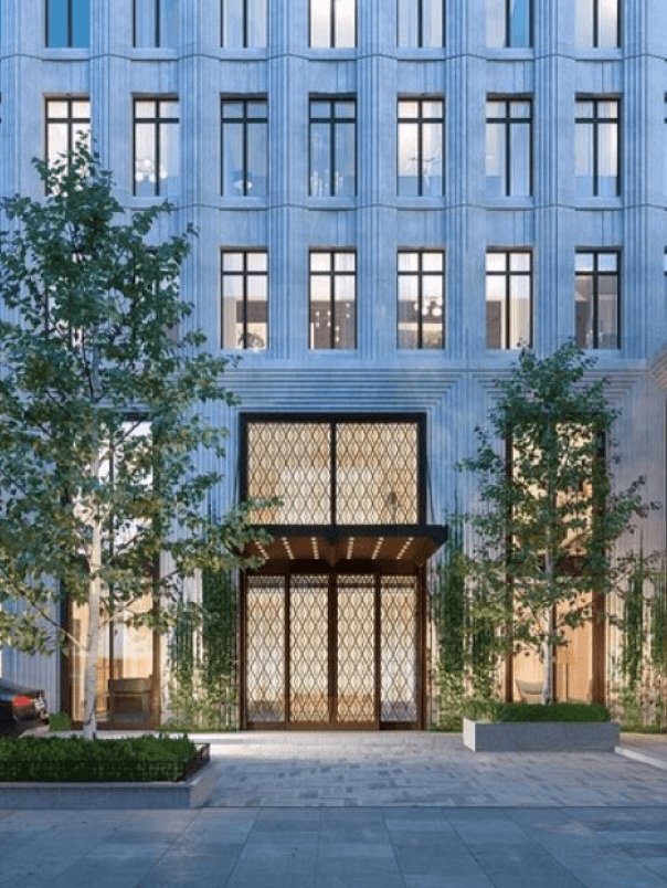 entrance to a modern luxury residential building